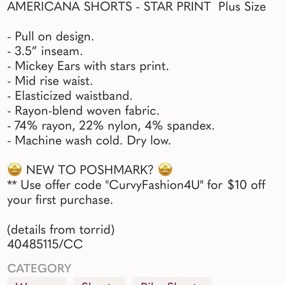 Plus size women’s 3x torrid Disney shorts red with black Mickey ears - Picture 14 of 14